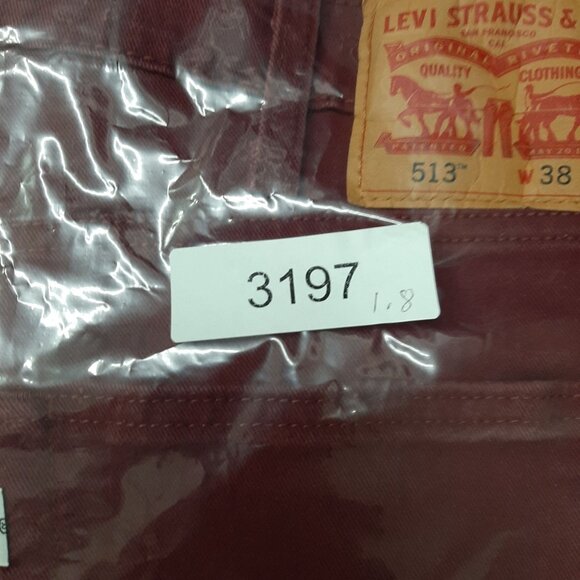 Levis Mens 513 Slim Straight Burgundy Jeans W38 L30 Cotton - Picture 10 of 10